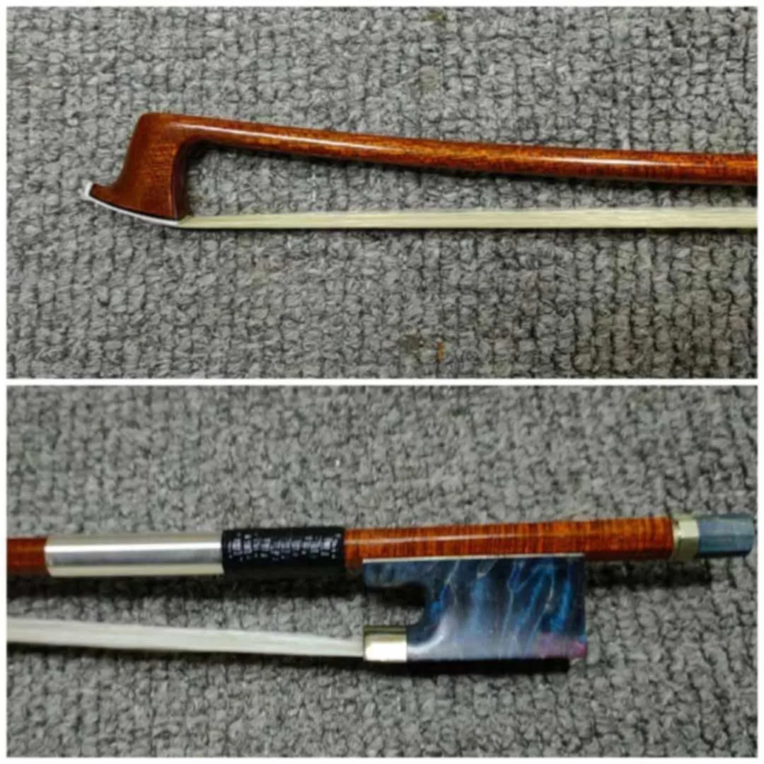 

Скрипичный смычок Floraparts 4/4 из углеродного волокна с наконечником из черного дерева, жемчужной вставкой и деталями из никелированного серебра