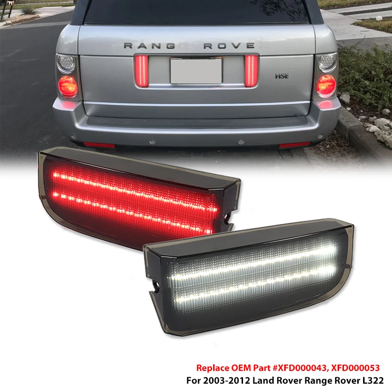 2pcs For Land Rover Range Rover L322 Rear Backup White Lamp License Plate Light Assembly and Red Tail,Brake & Rear Fog Lamps