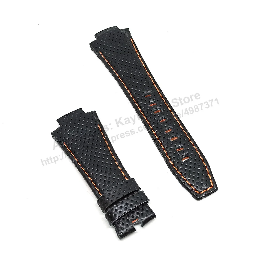 15mm Handmade Black Leather Watch Band Strap fits with Seiko Sportura 7T62-0ED0 - SNA481P1 , SNA453P1 , SNA595P2 , SNA633P1