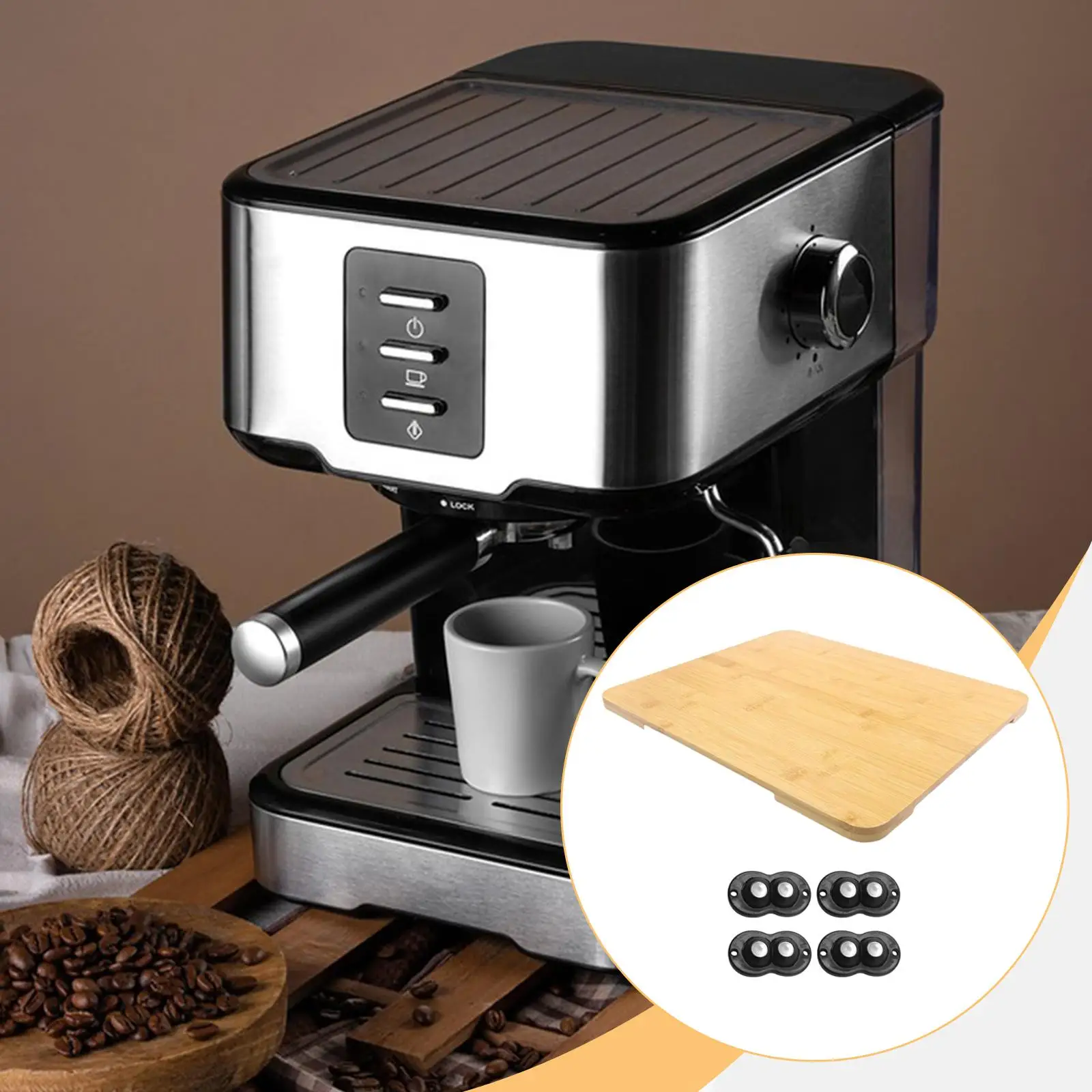 Kitchen Sliding Caddy Storage Stand Sliding Tray for Coffee Maker Moving Slider Base Wooden Appliance Slider Pressure Cookers