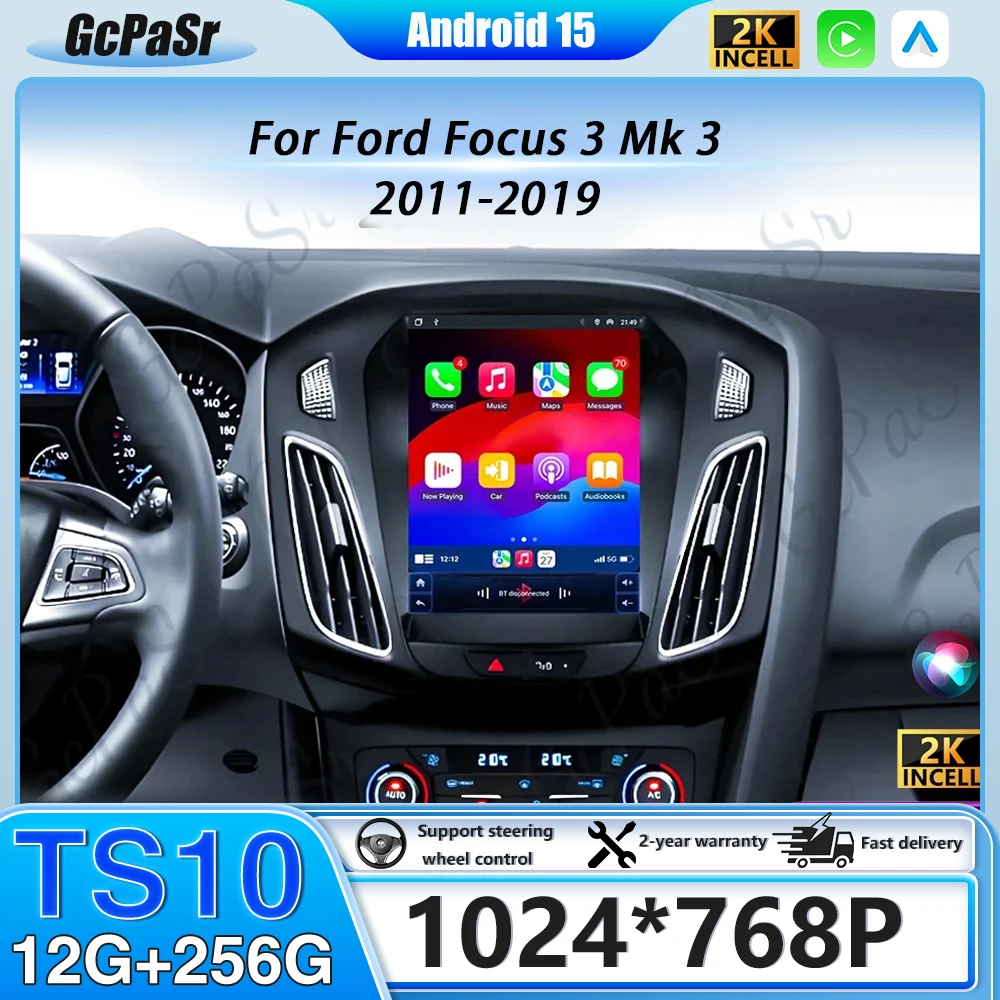 Android 16 para ford focus 3 mk 3 2011-2019 navegação carplay sem fio rádio do carro reprodutor multimídia dvd gps 9.7 polegadas