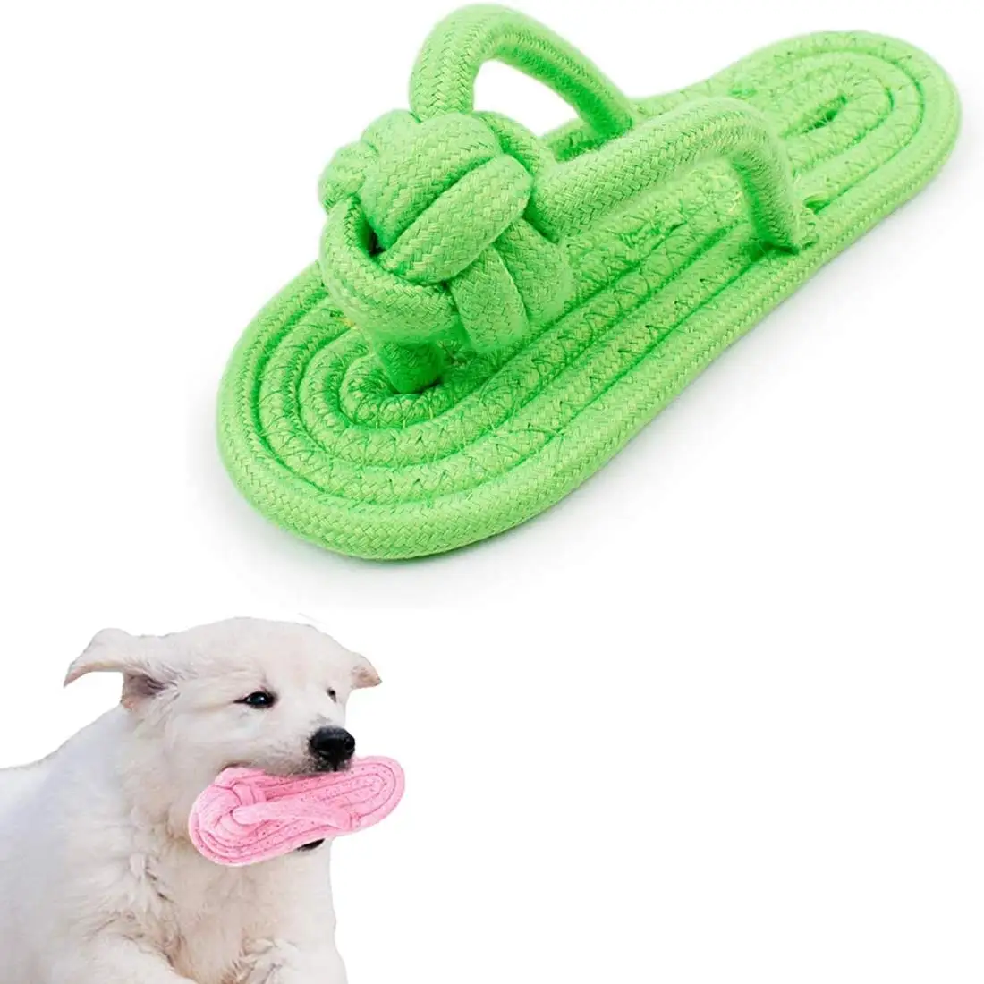 

Dog Chew Funny flip flops Decoy Toy Shoes Natural Cotton Rope Slipper Interactive Pet Chewing Puppy Dog Walking Teeth Cleaning