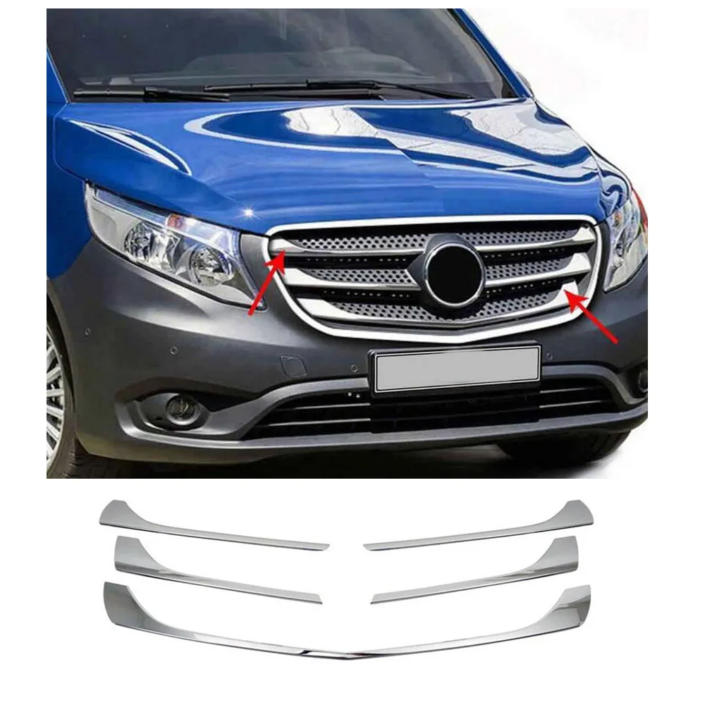 

For Mercedes Vito W 447 Chrome Front Grill 5 Pcs. Between 2014-2019. Stainless Steel. A+ Quality. Car Modify