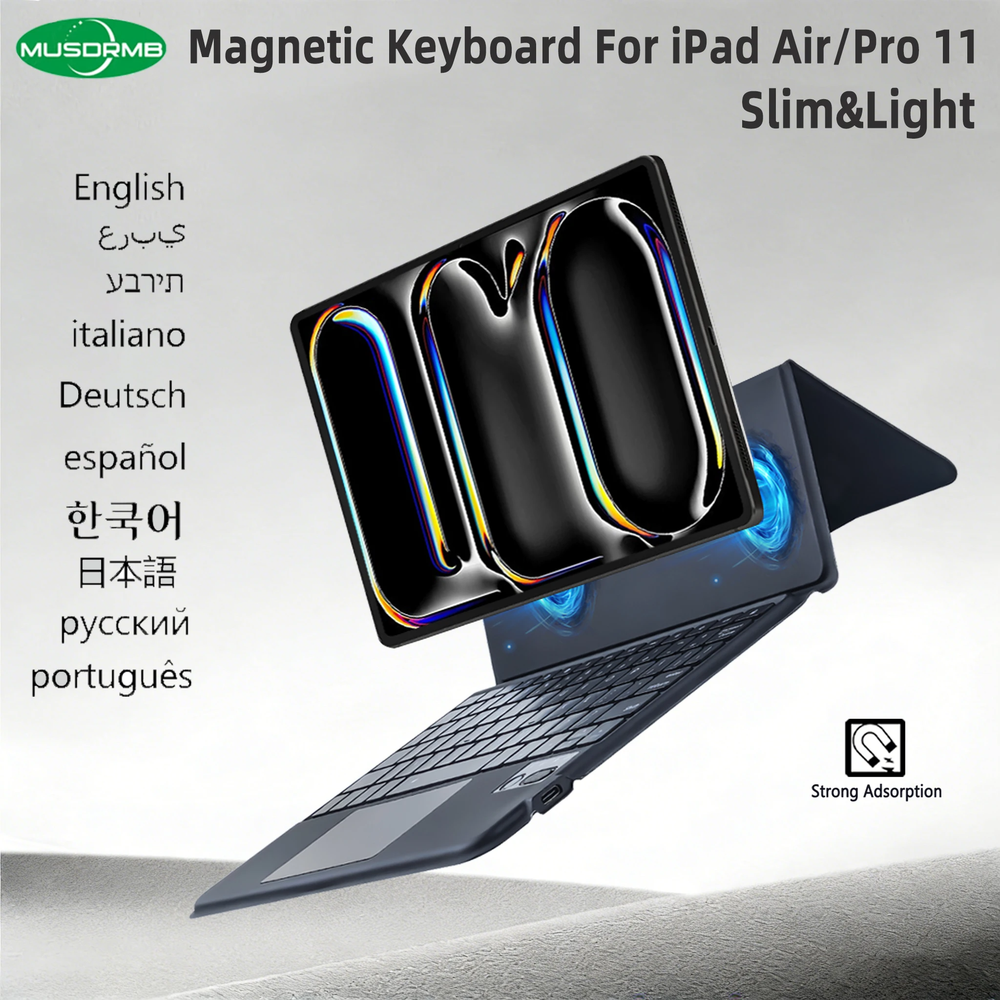 

Магнитный чехол-клавиатура для iPad Pro 11 (2025/0224/2022/2021/2020/2018) Чехол для iPad Air 11 (M3 2025/M2 2024) Air 10,9 4/5-й