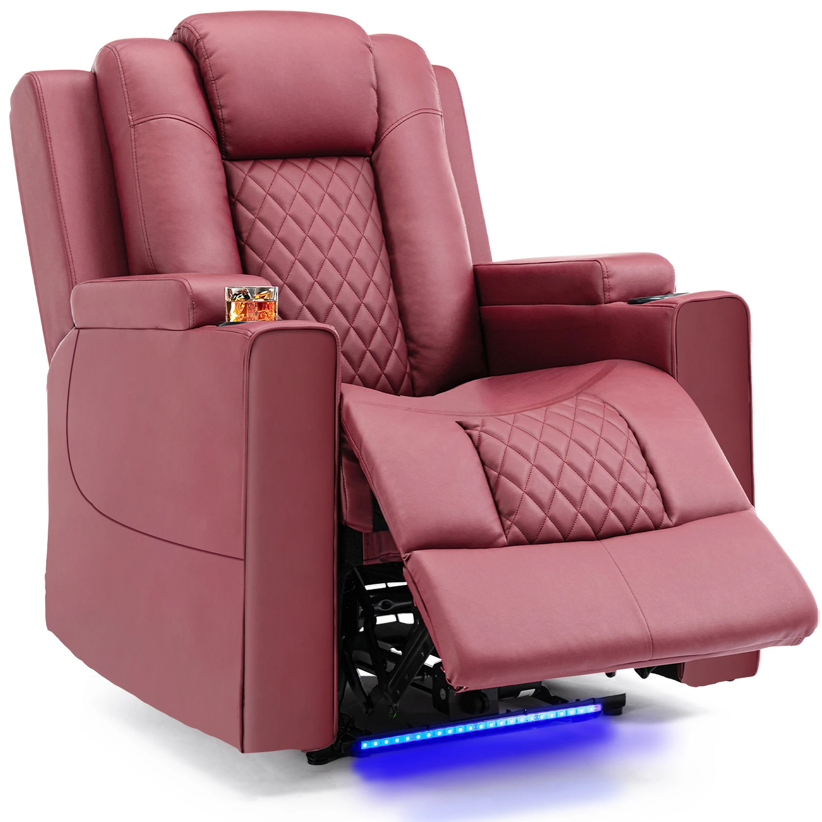 COMHOMA TV-fauteuil, relaxfauteuil met relaxfunctie, relaxfauteuils & ligstoelen met LED, elektrisch verstelbare TV-fauteuil tot 150 kg met massagefunctie, woonkamer, slaapkamer, thuisbioscoop