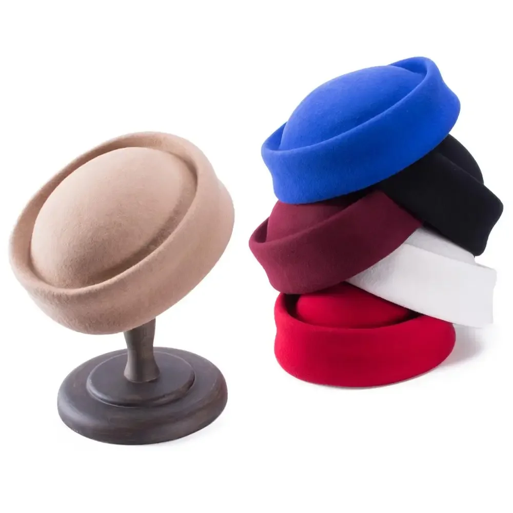 Lawliet damskie 100% wełniane czapki Pillbox na wesele koktajlowe nieprzycięte blokowane produkcja millinery B028 — zdjęcie 2