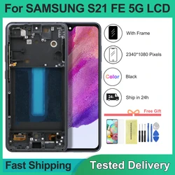 Wyświetlacz Amoled S21FE do Samsung S21 FE 5G wyświetlacz lcd + ramka G990 G990U G990B/DS G990E wymiana Digitizera z ekranem dotykowym