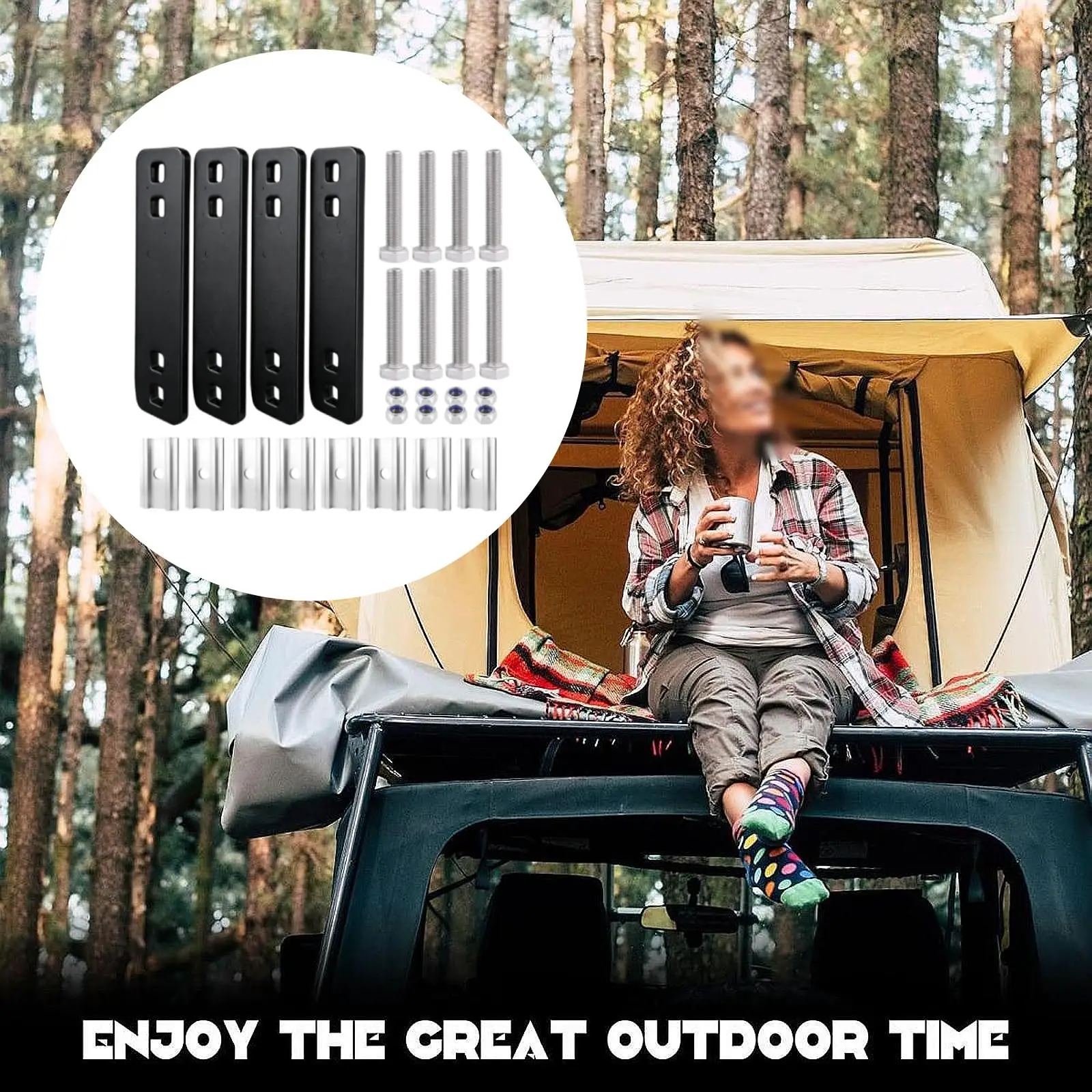 Rooftop Tent Mounting Hardware Kit Supplies with Aluminum Blocks Adapter Kit Rooftop Tent Accessories Easy Installation