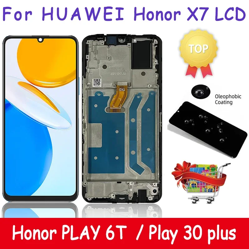 6.74\'\' AAA For Huawei Honor 30 plus X7 CMA-AN0 LCD Display Screen Frame Touch Panel Digitizer For Honor Play6T CMA-AN40 LCD