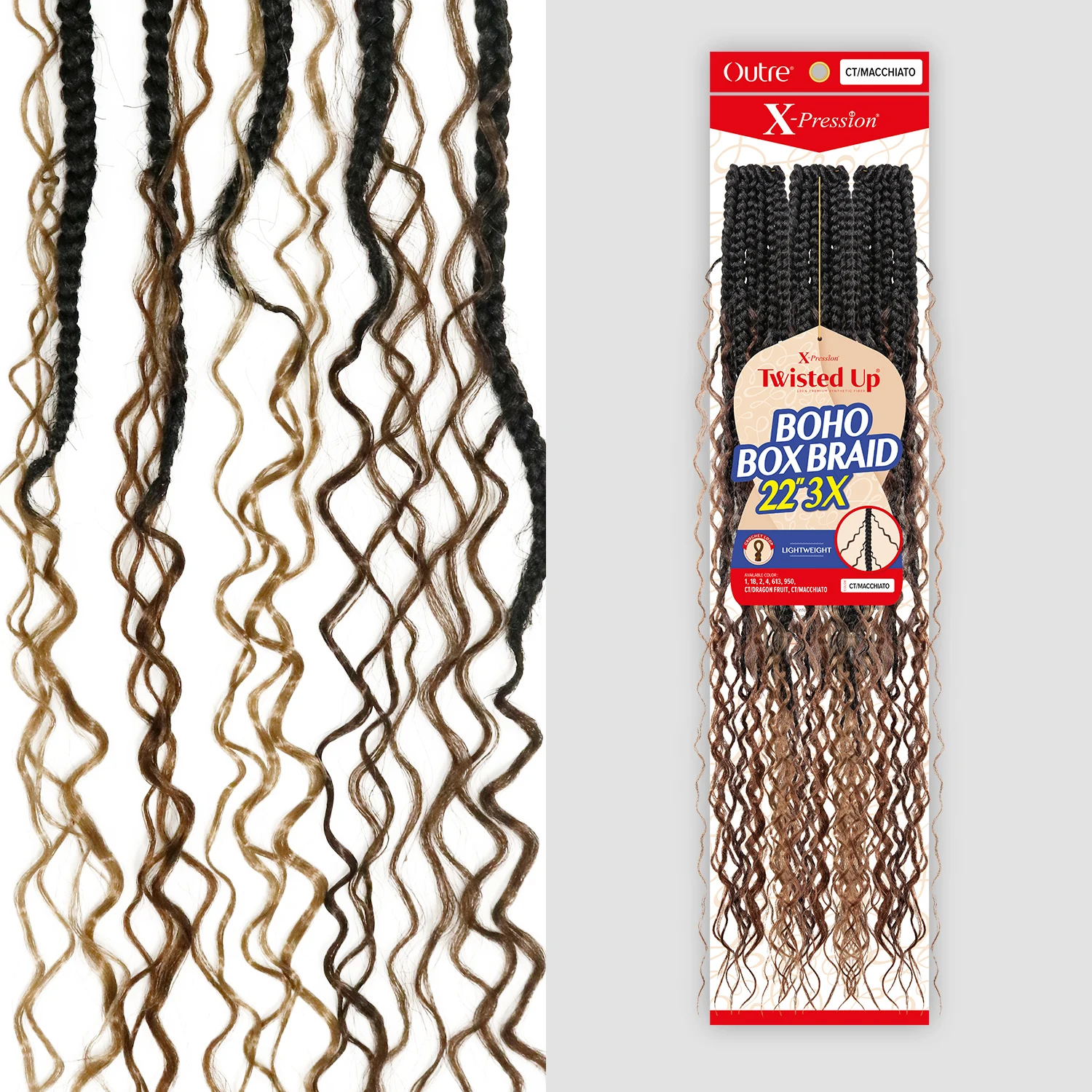 ضفائر كروشيه صناعية من Outre ضغط X ملتوية 3X جديلة صندوق بوهو 22 بوصة #4