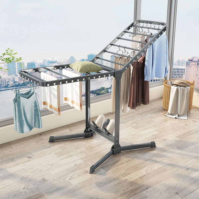 Ultra Size Floor Standing Foldable High Level Quality Aluminum Alloy Clothes Drying Racks