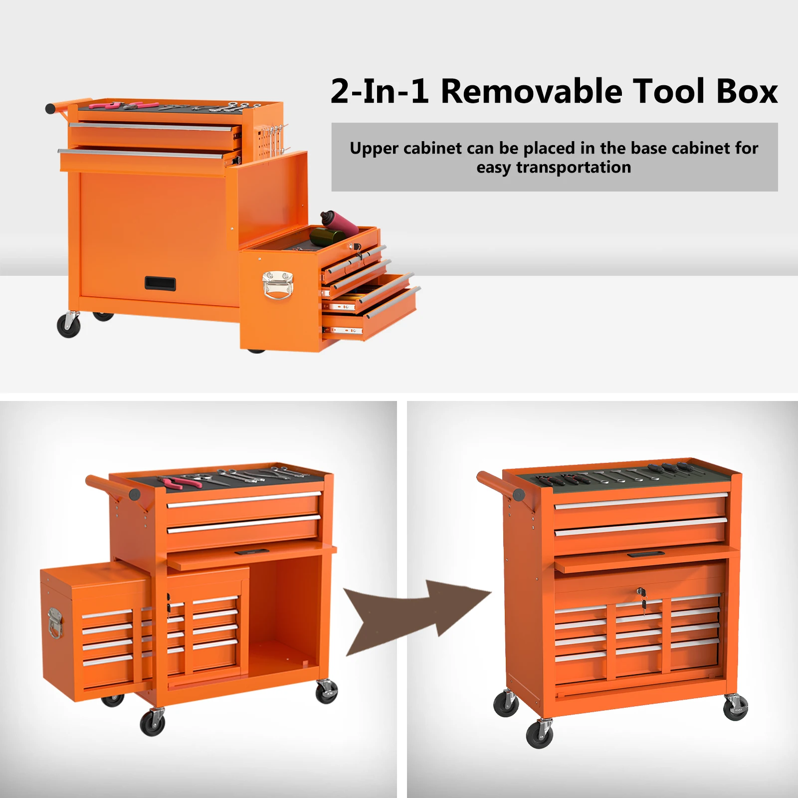 8 Schubladen Werkzeug kiste, orange