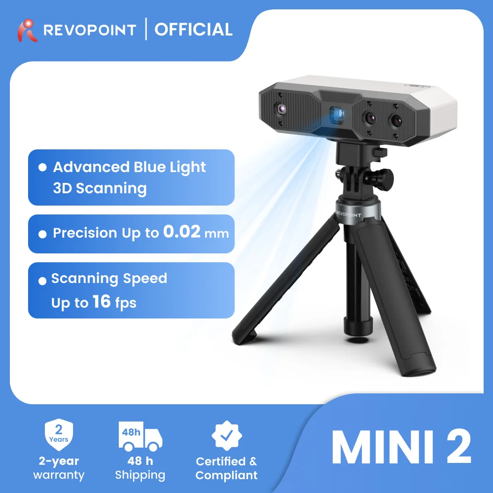 Revopint pemindai 3D MINI 2 standar presisi hingga 0.02mm, pemindai Cepat 16 fps, pemindai untuk Dental, perhiasan dan objek kecil