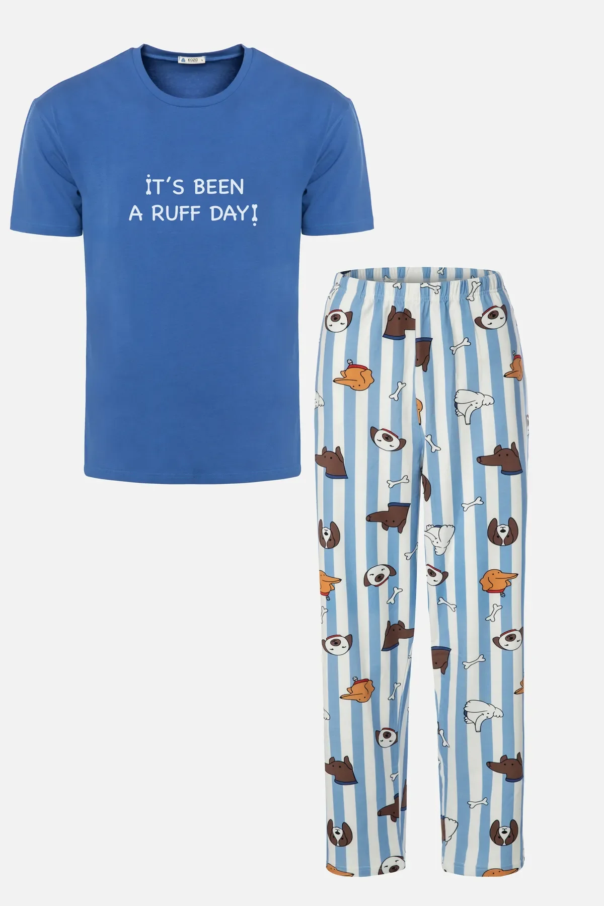 Ensemble de pyjama imprimé animal en coton à manches courtes pour hommes, ensembles de pyjama décontractés pour hommes, ensembles de pyjama avec animaux