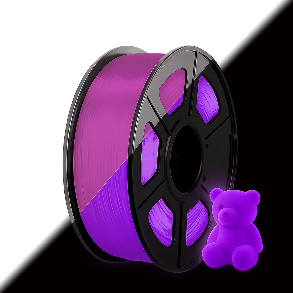 

Glow in The Dark TPU 95A 3D Printer Filament 1.75mm 3D Printing Filament 250g Dimensional Accuracy +/- 0.03, 250 Spool,purple