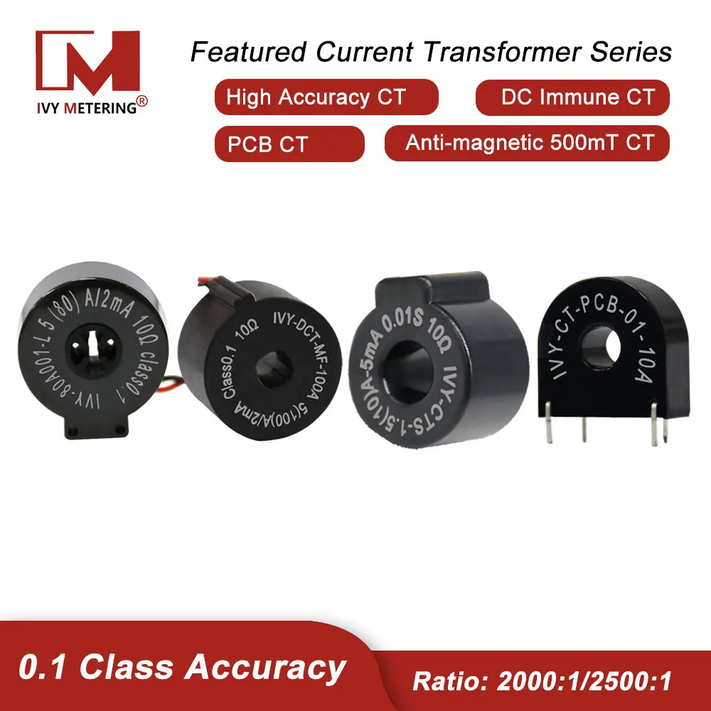 Energy Meter Componnets High Accuracy PCB CT 80A DC Immune CT 100A Anti-magnetic 500mT Current Transformers