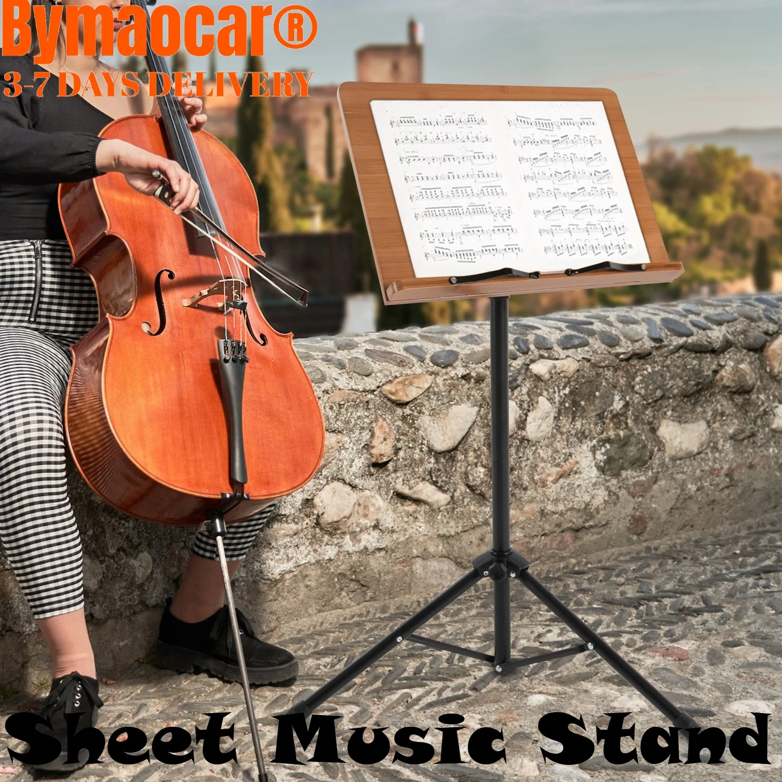 

Sheet Music Stand, Desktop Rotatable Music Book Holder Portable Table Height Adjustable 70-190cm with Support Foldable Tripod