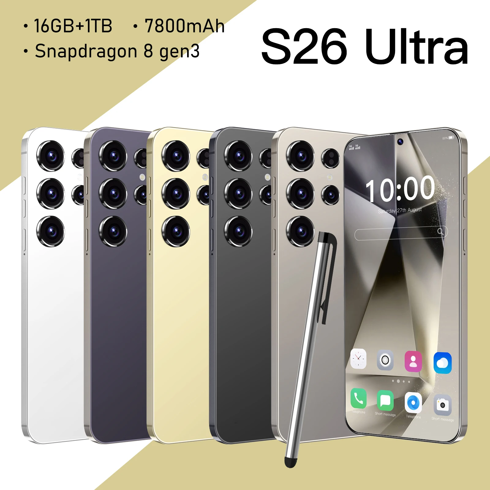 2025New S26 Ultra 7.3HD Cellphones Global Version 4G 5G Original Smartphone Dual SIM Android 14 Cell Phone 7800mAh Mobile Phones