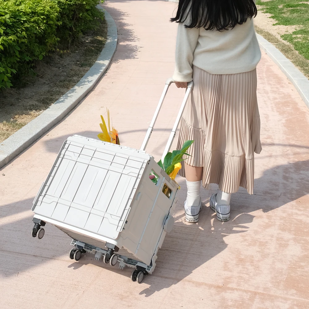 Wheeled Foldable Shopping Cart Trolley Household Portable Cart Shopping Cart Carrier