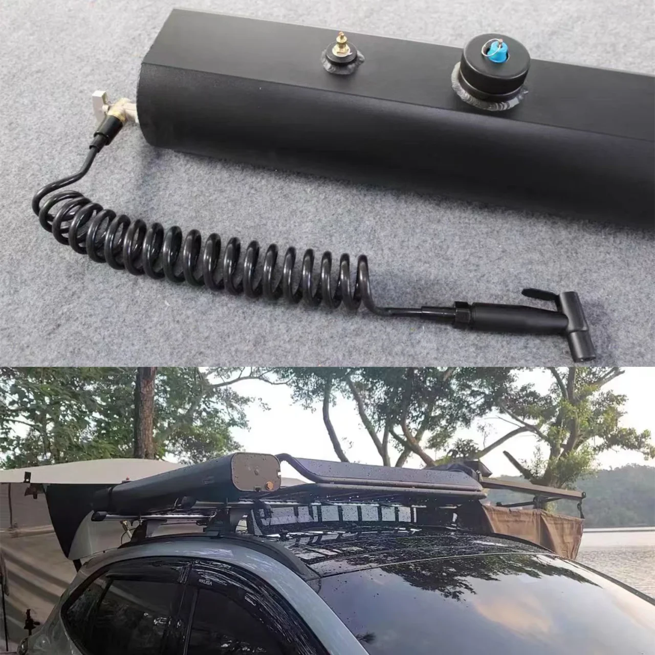 SXMA JL1305 Pressurized 30L Water Tank Camping Shower Road Shower for Overlanding Outdoor Water Storage Roof Rack Mount