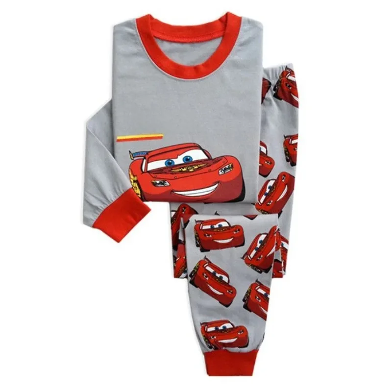 McQueen Cars Rains-Pyjama à manches longues pour enfants, pur coton, doux pour la peau, dessin animé mignon imprimé, ensemble maison printemps et automne