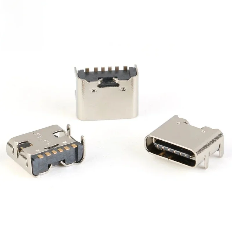 Connecteur de prise SMT 6 broches, Micro USB Type C 3.1, Placement femelle SMD DIP pour conception PCB, bricolage, charge à courant élevé, 20/10/5 pièces