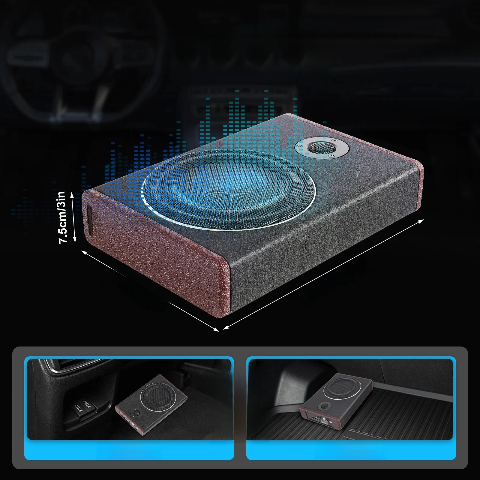 8 Zoll 600 W Underseat Car Audio Ultra Slim Compact Active Subwoofer System Lauter Sound Audio Active Bass Box