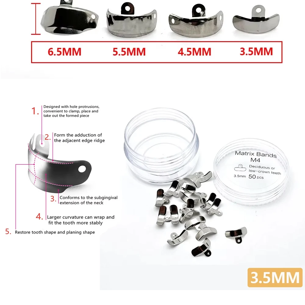

Professional Dental Matrix Band Kit Sectional Contoured Metal Matrices for Molar Restoration High Hardness & Elasticity