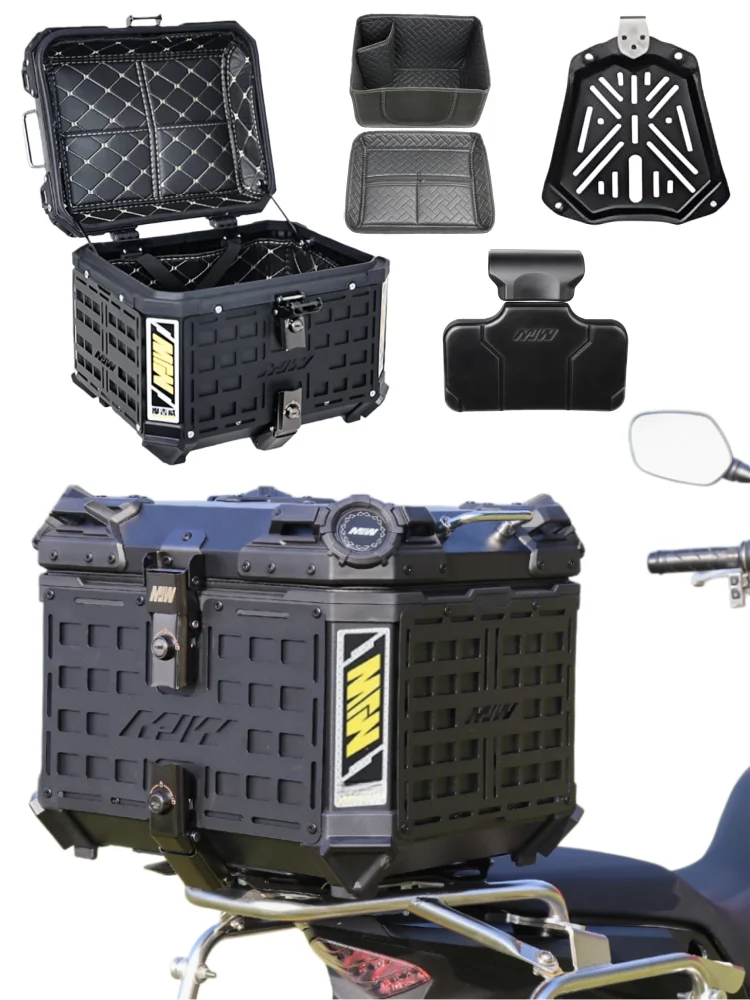 CNC Aluminium Motorrad Topcase Helmkoffer Heckgepäckbox Verstärkte Schutzschale Motorrad-Koffer Schnellverschluss Wasserdichte Werkzeugbox