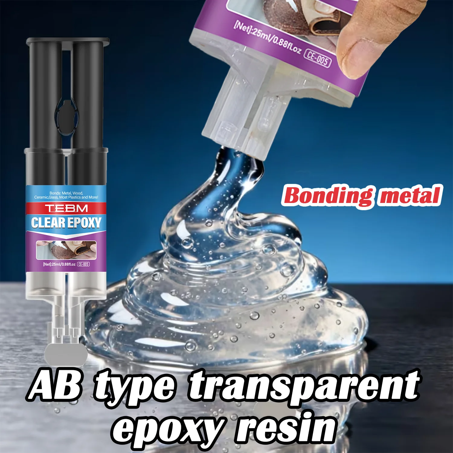 Transparent Epoxy Resin AB Glue 5-min set Bonding Adhesive for Welding Metal Plastic Ceramic Glass Rubber Wood Stone Jewelry