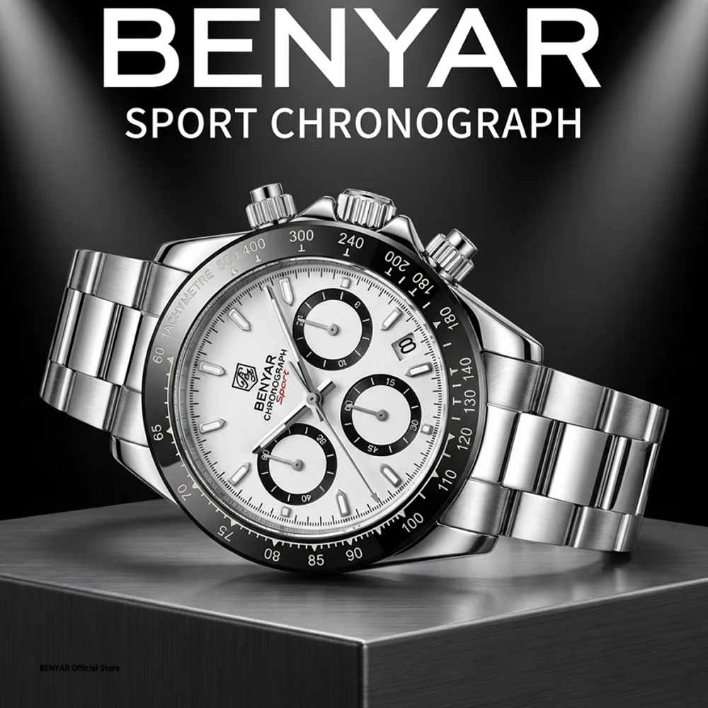 Relojes Hombre 2026 BENYAR New  Watches Men Luxury Brand Chronograph Male Sport Watches Waterproof Stainless Steel Quartz  Watch
