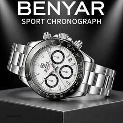 Relojes Hombre 2026 BENYAR New Watches Men Luxury Brand Chronograph Male Sport Watches Waterproof Stainless Steel Quartz Watch