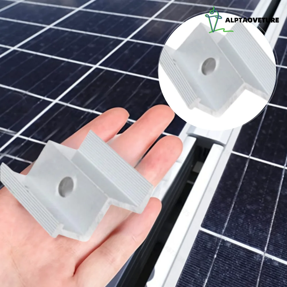 16 szt. Zaciski końcowe panelu 4cm/1,57 cala Oprawiony wspornik panelu słonecznego Aluminiowe akcesoria montażowe Aluminiowy zacisk końcowy słoneczny do Solar P