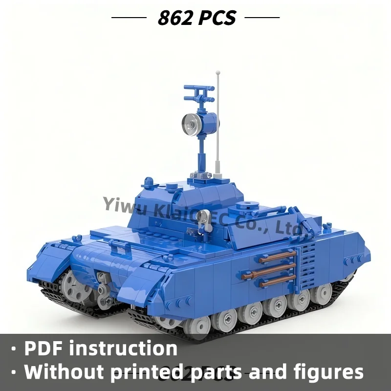 MOC Sci-Fi Blue Lunar Exploration Tank Building Blocks Set 862Pcs, Space Armored Crawler Bricks Model Adults
