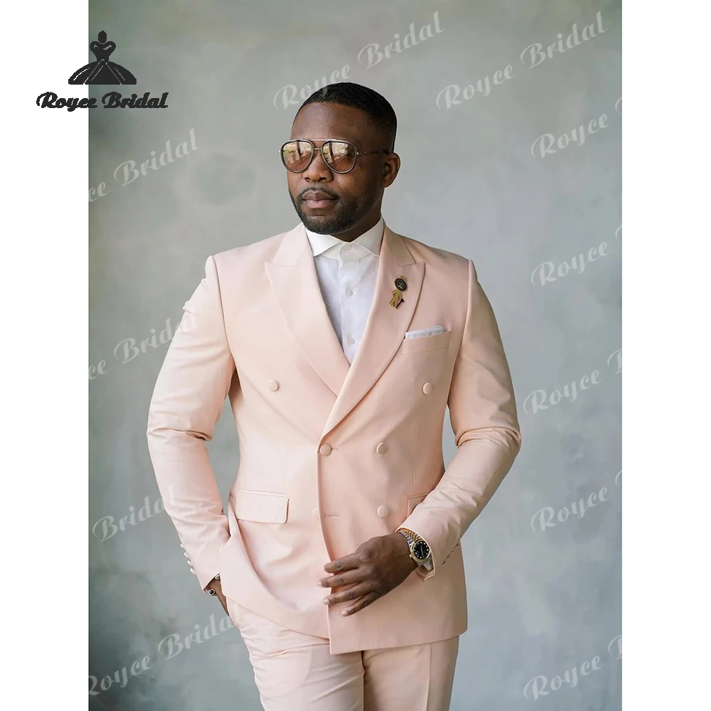 Abito da uomo doppiopetto in due pezzi rosa da sposa 2026 Abito da lavoro da sera con risvolto a punta Abiti personalizzati para hombre