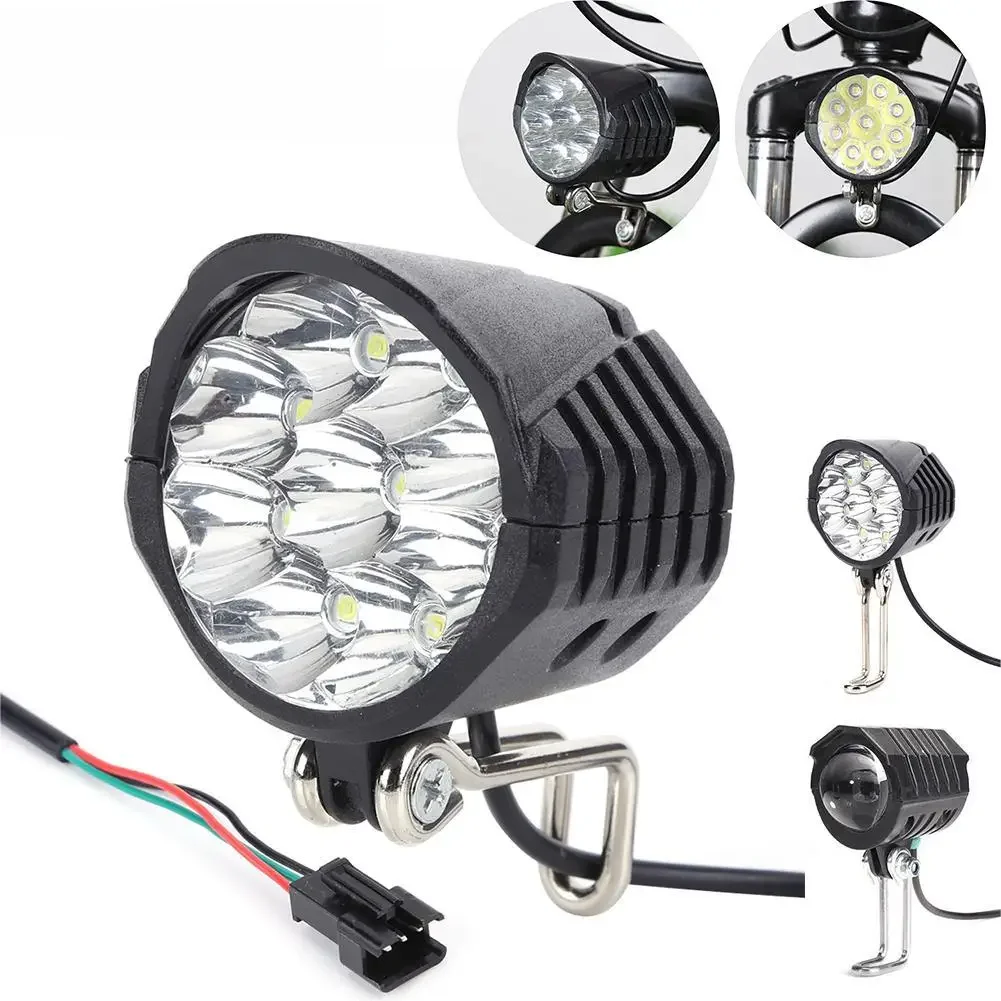 AliExpress ALLOYSEED 36/48/60V Electric Bicycle Light with Horn 18W 9 LED Electric Scooter LED Front Light Waterproof High Power Headlight for E-Bike