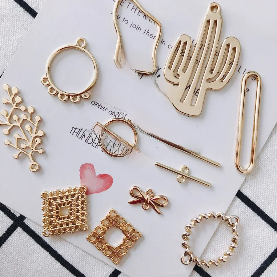 KC pozłacany kolczyk akcesoria metalowe Charms wisiorek kolczyk komponentów naszyjnik Diy Making materiał biżuteria znalezienie 8 sztuk — zdjęcie 2
