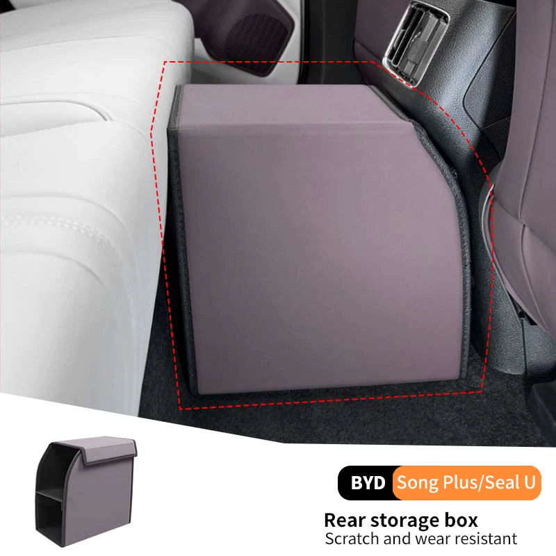

For Byd Song Plus Seal U 2020-2025 Car Rear Storage Box Scratch Waterproof Convenient Organizer Case Tidy Interior Accessories