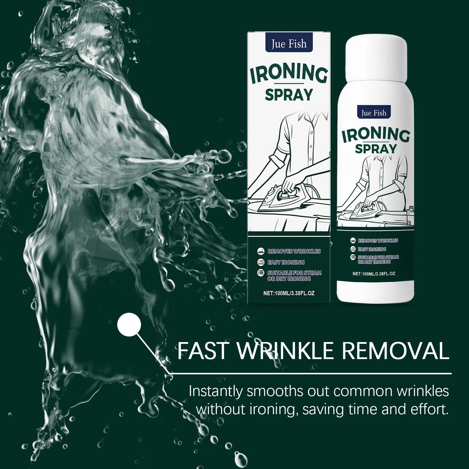 Clothing Ironing Spray Quick Fast Drying Wrinkle Release Fabric Softener Gentle Formula Smooth Finish Flat Crease Free Clothing Refresh Mist