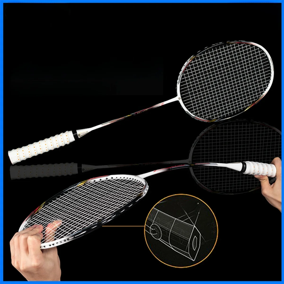 ALPSPORT AIR 10U  Ultralekki 52g T800 Rakieta do badmintona Szybkie odbicie  Importowana Maksymalnie 28 funtów 100% Pro Carbon Fibre + Rakieta tytanowa Dla średnio zaawansowanych i zaawansowanych graczy — zdjęcie 2