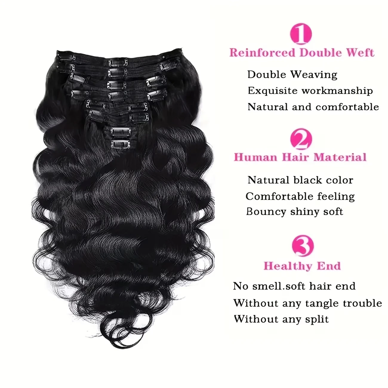 Body Wave Brazilian Clip in Hair Extensions Human Hair 8Pcs Remy Hair Extensions Clip ins For Black Women With 18Clips 120g