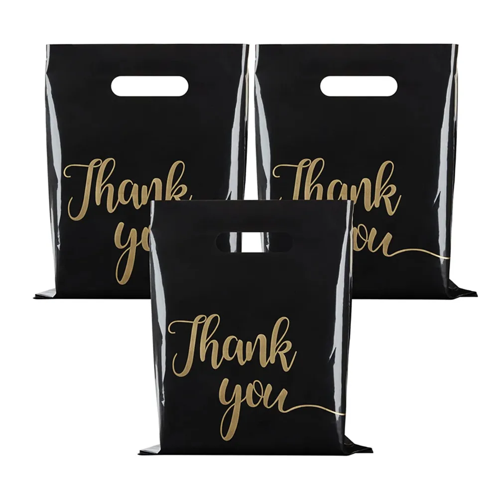 Thank You Packaging Bags for Small Business 30 35 40cm Plastic Gift Bag with Handle Christmas Birthday Wedding Gift Package 10Pc