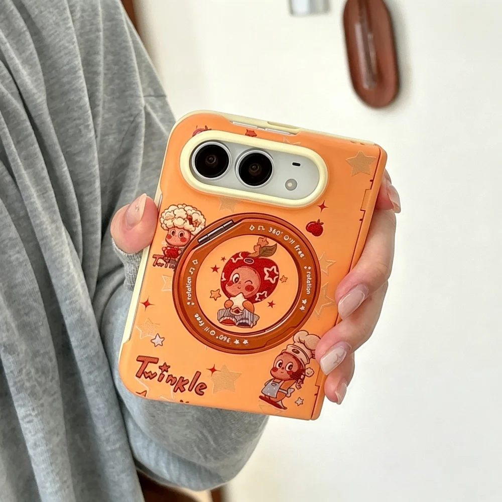 Kawaii Cartoon Star Character New Magnetic Phone Case for Apple iPhone Duo Cover with MagSafe Stand Fashion Anti-Fall Cases Cute
