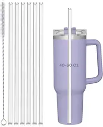 6 PCS Reusable Straw Replacement for Stanley 40 oz. 30 oz. Non-Tipping Cups Plastic Straws
