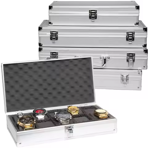 Big Size 10/12/18 Grid Aluminum Alloy Watch Storage Box Collection Box Portable Large Capacity Watch Box Quality Gift Box