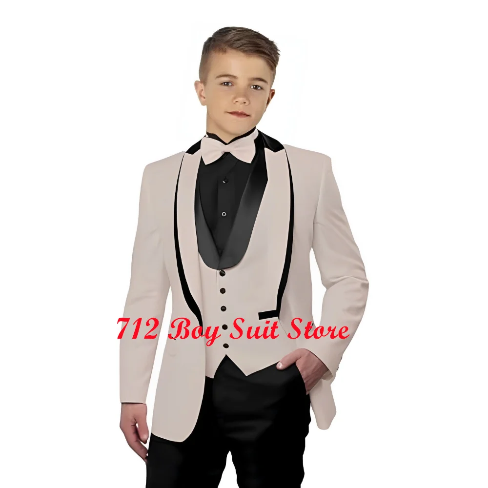 Conjunto formal de smoking para meninos, 3 peças, jaqueta slim fit, colete, calças, festa de casamento, blazer infantil, roupas infantis