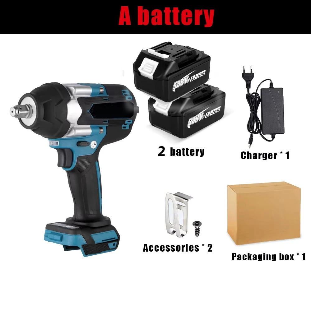 1800N.M Koppel Borstelloze Elektrische Slagmoersleutel 1/2 inch Lithium-Ion Batterij Accusleutel Gereedschap Voor Makita 18V Batterij pin - afbeelding 1