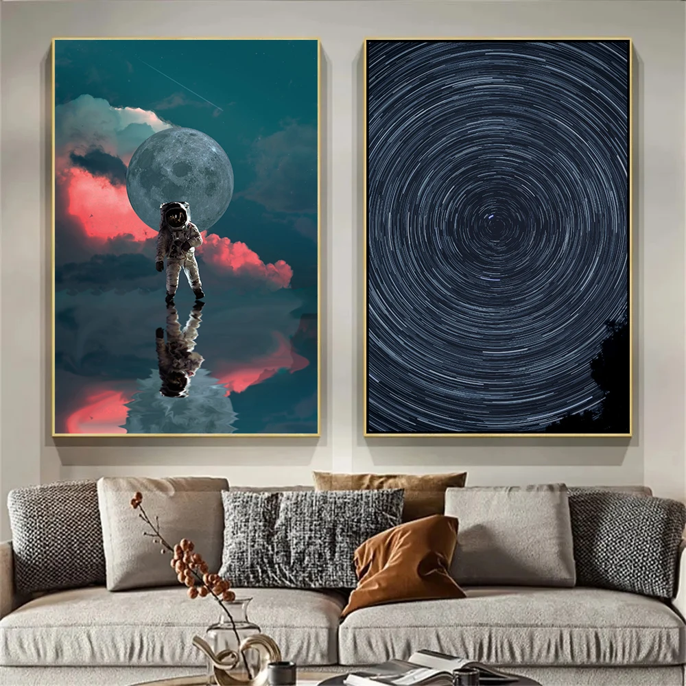 

Abstract Astronaut Starry Sky Poster Nordic Wall Art Blue Green Picture Print Canvas Painting for Living Room Home Decor Cuadros