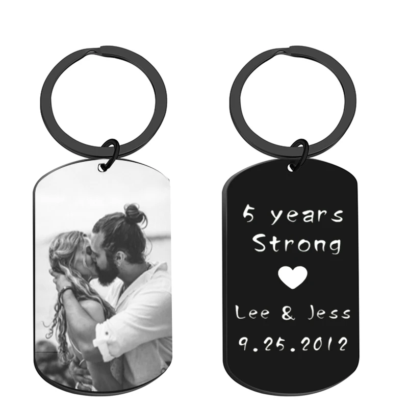 New Pattern Custom Photo Key buckle Couple Stainless Steel Key Chain Laser Engraving Name Date Custom Gift Key Accessories