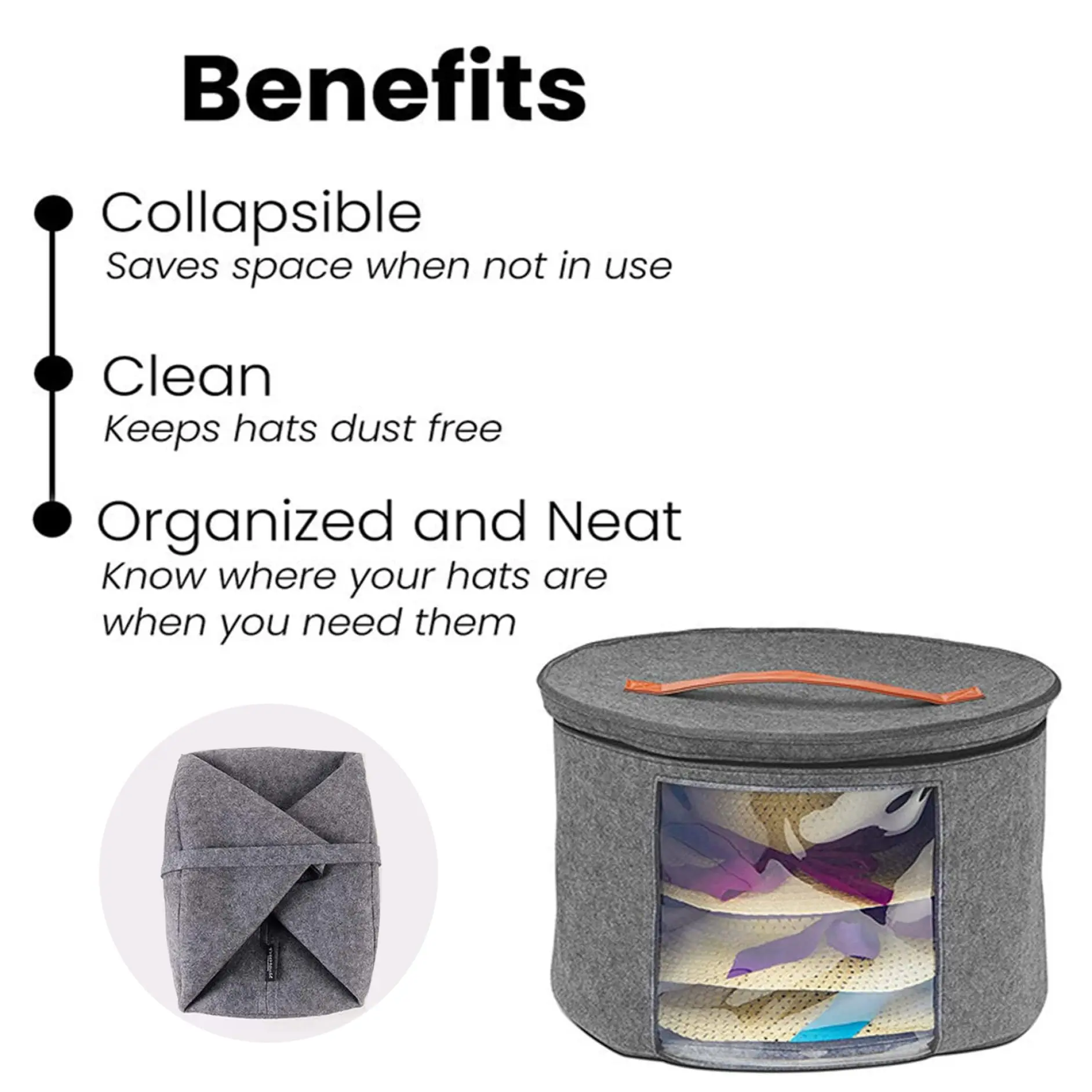 Hat Storage Box Travel Hat Box Large Round Hat Carrier Case Organizer or Women Cowboy Hat Organizer FoldableTravel Cap Boxes